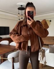 MARKA MODEL SÜET BOMBER CEKET KAHVE