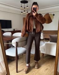 MARKA MODEL SÜET BOMBER CEKET KAHVE