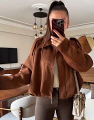 MARKA MODEL SÜET BOMBER CEKET KAHVE