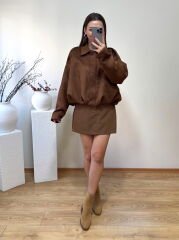 MARKA MODEL SÜET BOMBER CEKET KAHVE