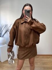 MARKA MODEL SÜET BOMBER CEKET KAHVE