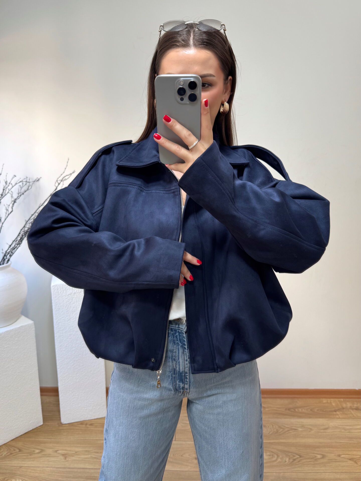 MARKA MODEL SÜET BOMBER CEKET LACİVERT