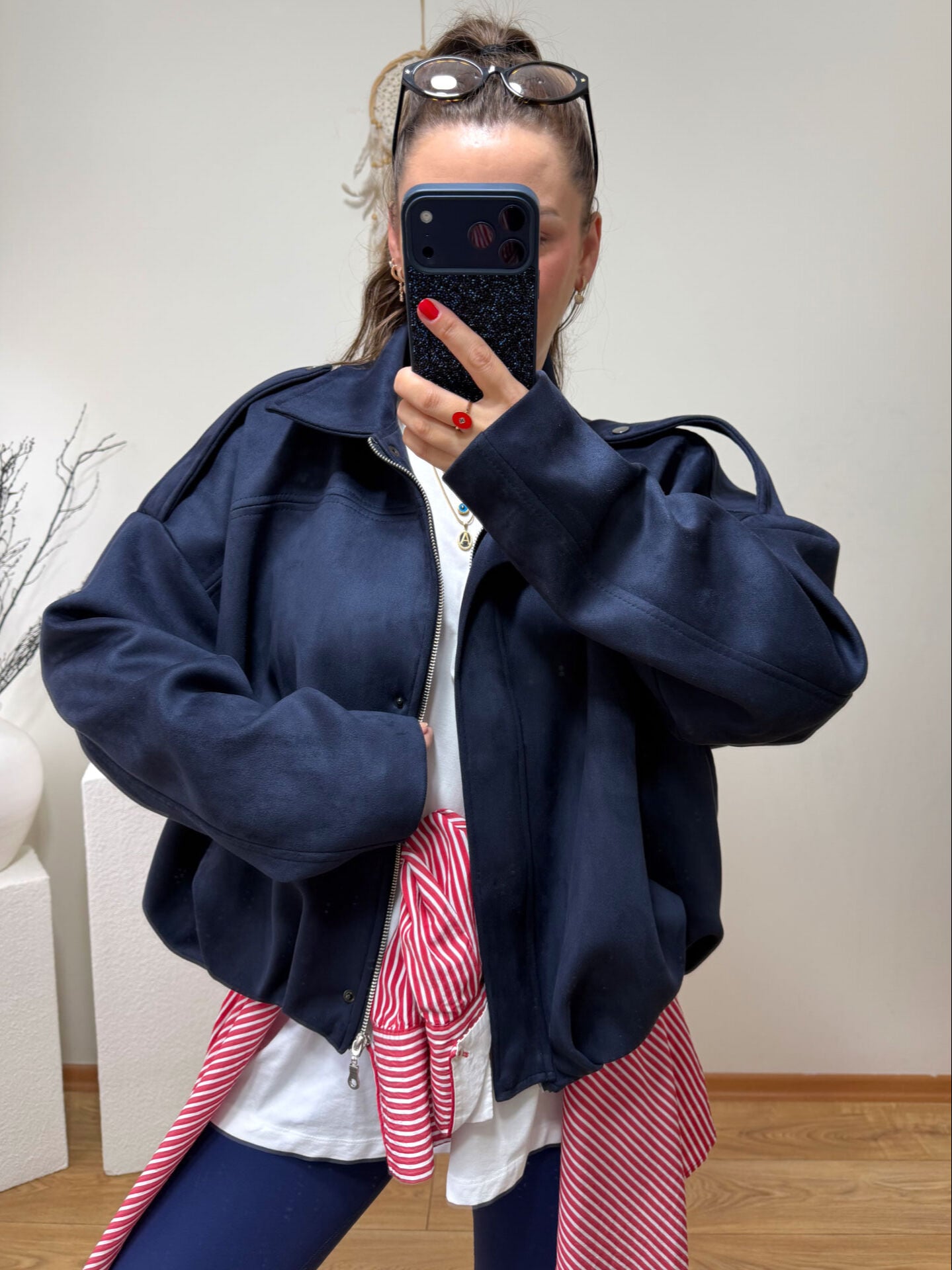 MARKA MODEL SÜET BOMBER CEKET LACİVERT