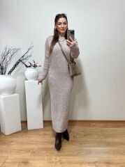 DİLVİN PREMİUM MİDİ TRİKO ELBİSE VİZON