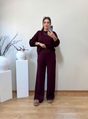 OYS. MODAL KUMAŞ YÜKSEK BEL TAKIM BORDO
