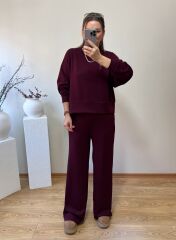 OYS. MODAL KUMAŞ YÜKSEK BEL TAKIM BORDO