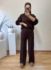 OYS. MODAL KUMAŞ YÜKSEK BEL TAKIM ACI KAHVE