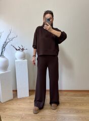 OYS. MODAL KUMAŞ YÜKSEK BEL TAKIM ACI KAHVE