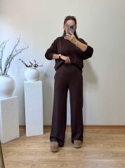 OYS. MODAL KUMAŞ YÜKSEK BEL TAKIM ACI KAHVE