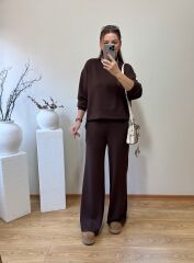 OYS. MODAL KUMAŞ YÜKSEK BEL TAKIM ACI KAHVE