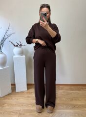 OYS. MODAL KUMAŞ YÜKSEK BEL TAKIM ACI KAHVE