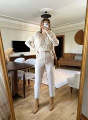 ZRA MODEL ULTRA YÜKSEK BEL KUMAŞ PANTOLON TAŞ