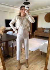 ZRA MODEL ULTRA YÜKSEK BEL KUMAŞ PANTOLON TAŞ