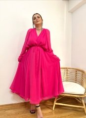 TASARIM MODEL ŞİFON FUŞYA ELBİSE