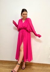 TASARIM MODEL ŞİFON FUŞYA ELBİSE