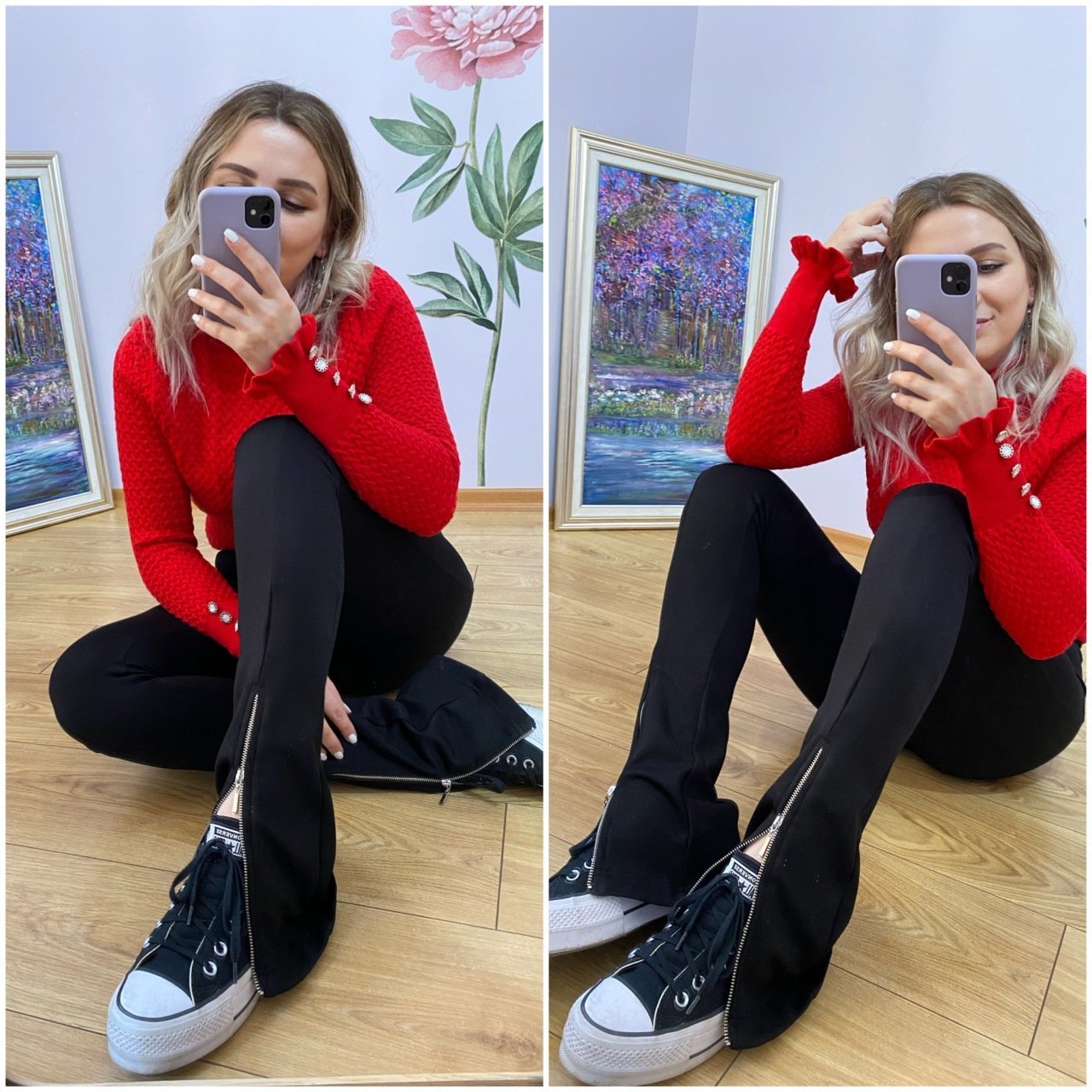 ZARA MODEL PAÇA FERMUAR DETAY TAYT PANTOLON