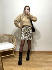 LEOPAR DESENLİ ARKASI CEPLİ ETEK