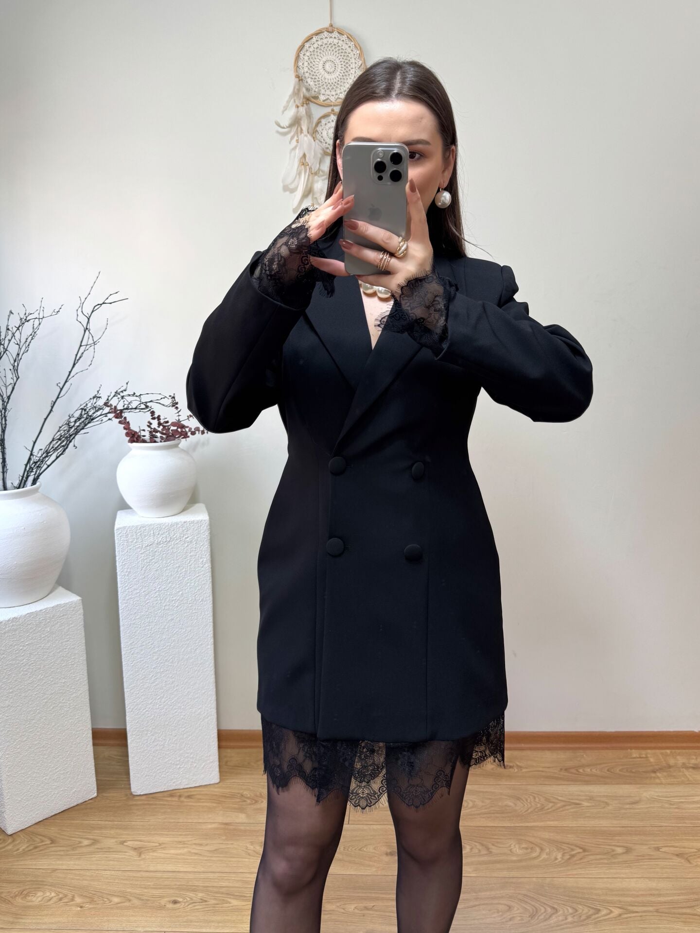 DANTEL DETAYLI BLAZER CEKET ELBİSE