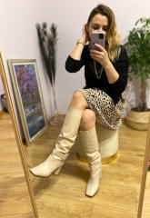 ETEK UCU LEOPAR DESEN SWEAT ELBİSE