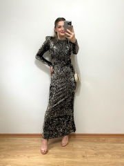 ÖZEL TASARIM FULL PUL PAYET BALIK MODEL ELBİSE