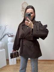 PREMİUM KALİTE ARA BOY TRENÇKOT KAHVE