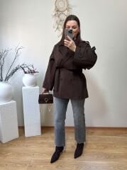 PREMİUM KALİTE ARA BOY TRENÇKOT KAHVE