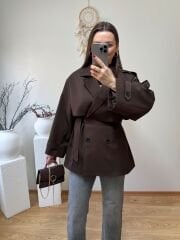 PREMİUM KALİTE ARA BOY TRENÇKOT KAHVE