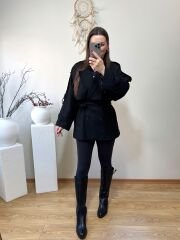 PREMİUM KALİTE ARA BOY TRENÇKOT SİYAH