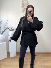 PREMİUM KALİTE ARA BOY TRENÇKOT SİYAH