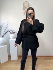 PREMİUM KALİTE ARA BOY TRENÇKOT SİYAH