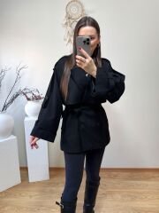 PREMİUM KALİTE ARA BOY TRENÇKOT SİYAH