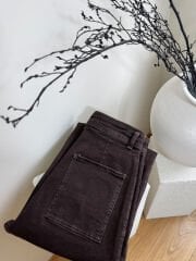 ULTRA YÜKSEK BEL KENDİNDEN KEMERLİ KAHVE RENK JEAN