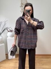 MİSS PERRY TENSEL KUMAŞ EKOSE DESEN OVERSİZE GÖMLEK