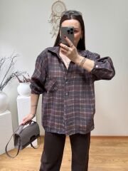 MİSS PERRY TENSEL KUMAŞ EKOSE DESEN OVERSİZE GÖMLEK