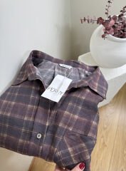 MİSS PERRY TENSEL KUMAŞ EKOSE DESEN OVERSİZE GÖMLEK