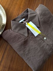 PREMİUM KALİTE TENSEL KUMAŞ OVERSİZE GÖMLEK KAHVE