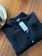 PREMİUM KALİTE TENSEL KUMAŞ OVERSİZE GÖMLEK SİYAH