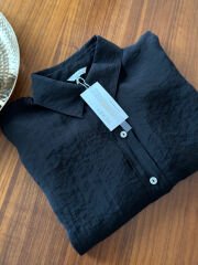 PREMİUM KALİTE TENSEL KUMAŞ OVERSİZE GÖMLEK SİYAH