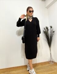ORJİNAL MARKA ÖRME TOK TRİKO KUMAŞ SİYAH ELBİSE