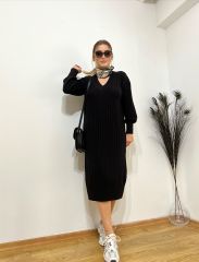ORJİNAL MARKA ÖRME TOK TRİKO KUMAŞ SİYAH ELBİSE