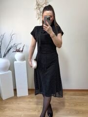 MARKA MODEL BOYUNDAN BAĞLAMALI PUANTİYELİ ELBİSE