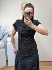 MARKA MODEL BOYUNDAN BAĞLAMALI PUANTİYELİ ELBİSE