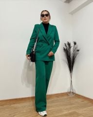 ORJİNAL MODEL YEŞİL RENK PALAZZO PANTOLON CEKET TAKIM