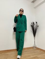 ORJİNAL MODEL YEŞİL RENK PALAZZO PANTOLON CEKET TAKIM