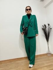 ORJİNAL MODEL YEŞİL RENK PALAZZO PANTOLON CEKET TAKIM