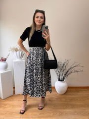 PARLAK LEOPAR DESEN ETEK GRİ