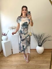 ORJİNAL MARKA MODEL YANDAN GİPELİ ETEK KISMI KRUVAZE SATEN ELBİSE