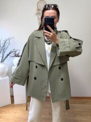 PERRY PREMİUM KALİTE ARA BOY TRENÇKOT HAKİ
