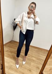 ORJİNAL MNG BEYAZ SATEN GÖMLEK