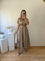 KEMERLİ VE BELDEN LASTİKLİ MARKA MODEL GÖMLEK ELBİSE HAKİ